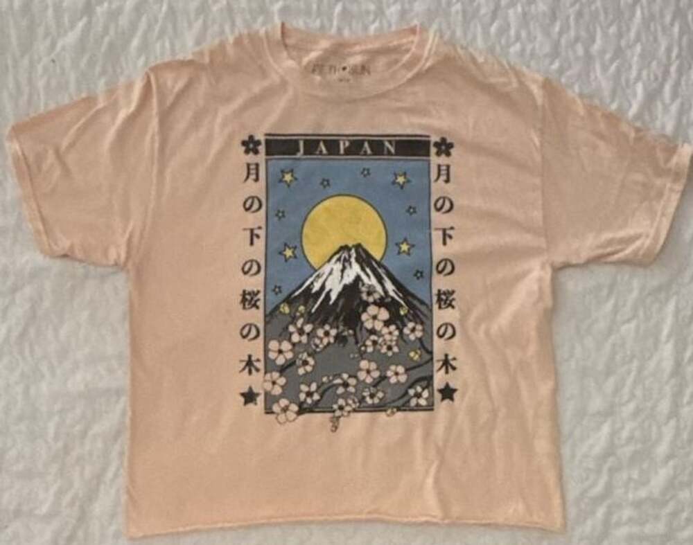 Fifth Sun Japan Cherry Blossom Mountain & Moon Graphic Tee